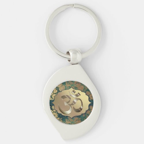Fancy Floral Gold Om    Keychain