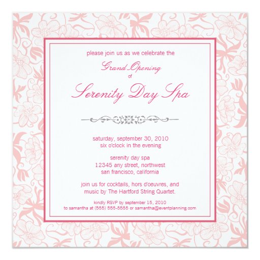 Fancy Floral Grand Opening Invitation (pink) | Zazzle