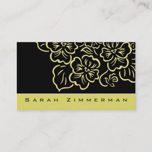 Customizable Fancy Floral Lemon Yellow Business Card