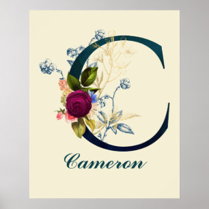 Fancy Floral Letter 'C' Poster