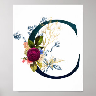 Fancy Floral Letter 'C' Poster