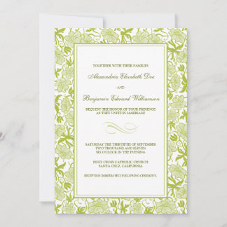 Fancy Floral Lime Green Wedding Invitation