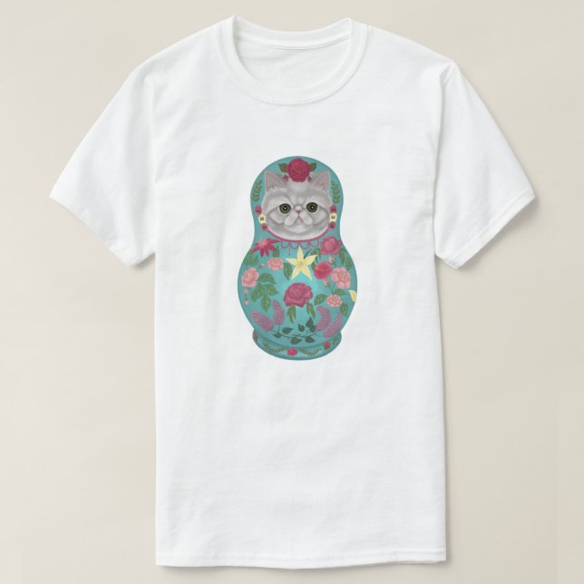 Fancy Floral Meowtreshka T-Shirt (Design Front)