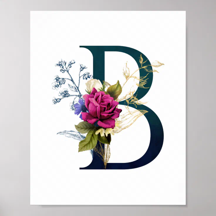 Fancy Floral Monogram Letter B Poster | Zazzle