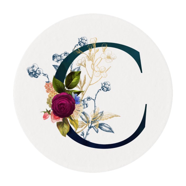 Fancy Floral Monogram Letter C Edible Frosting Rounds | Zazzle.com
