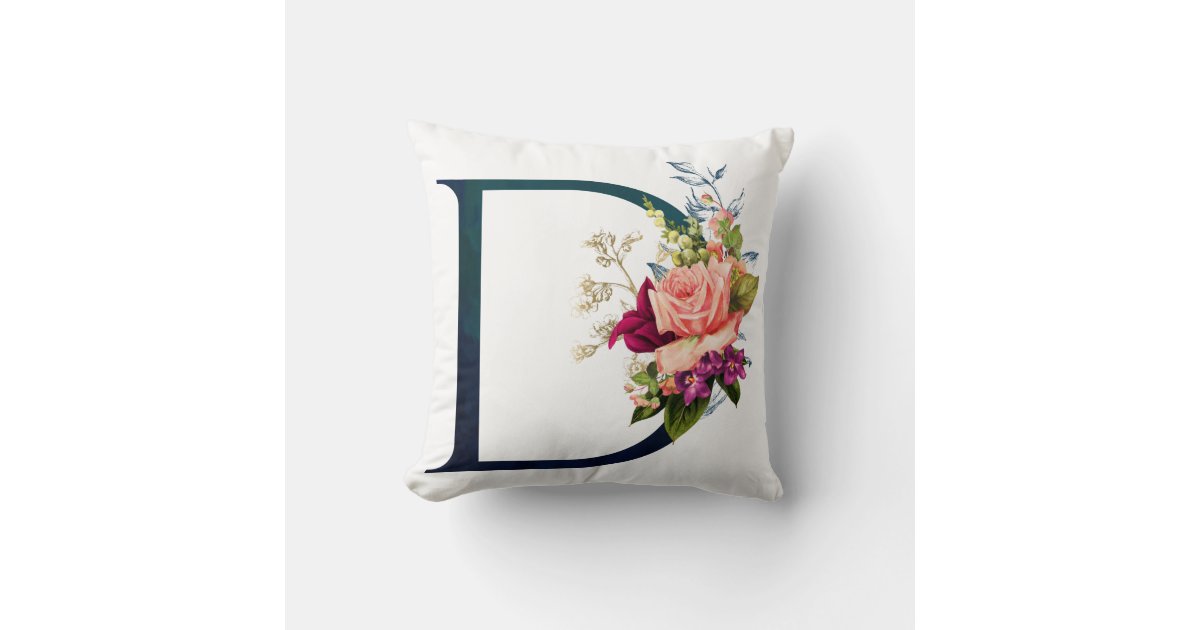 Monogram fairy flowers, letter D - Monogram - Pillow