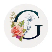 Rose & Black Vintage Flower Monogram Grip Letter G Gift