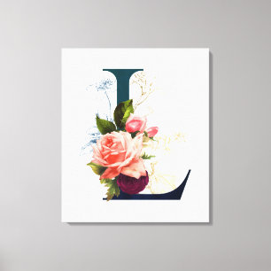 Fancy Floral Monogram Letter L Canvas Print