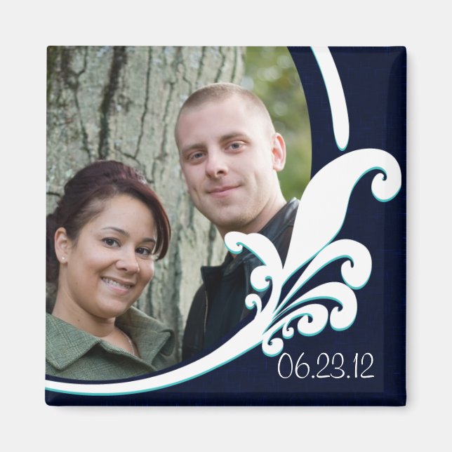 Fancy Floral Navy White Customized Magnet 2x2 (Front)