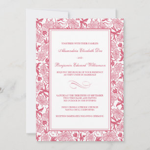 Fancy Floral Rose Wedding Invitation