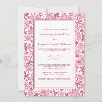 Fancy Floral Rose Wedding Invitation by TheWeddingShoppe at Zazzle