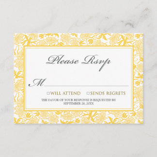 Fancy Floral RSVP Card (lemon yellow)
