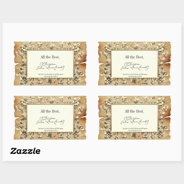 Fancy Floral Signature Author BookPlate Template (Sheet)