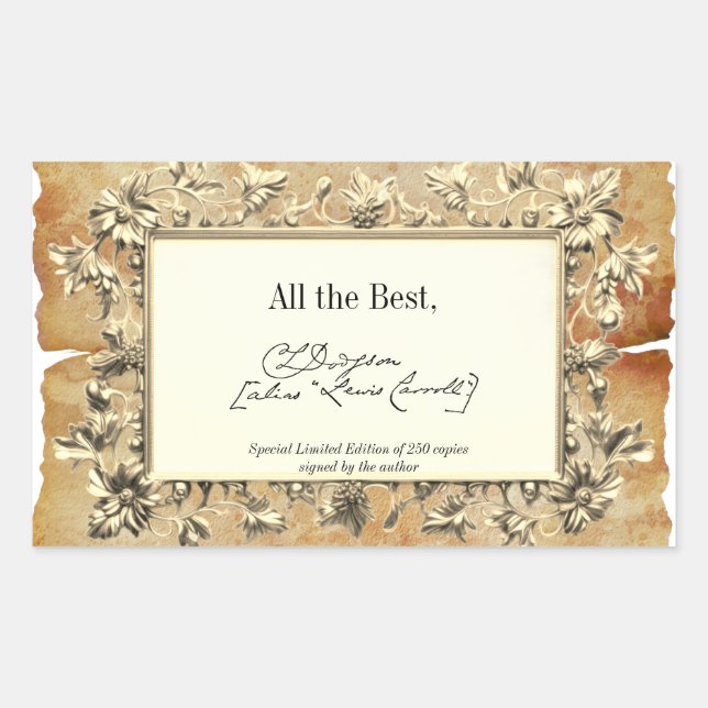 Fancy Floral Signature Author BookPlate Template (Front)