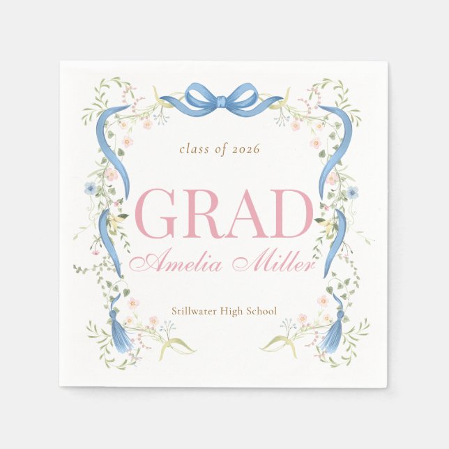 Fancy Florals Graduation Napkins (Front)