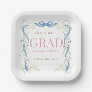 Fancy Florals Graduation Paper Plates