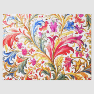 Fancy Florentine Design Watercolor Leaves Tissue Paper