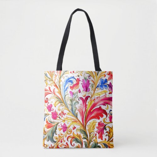 Fancy Florentine Design Watercolor Leaves Tote Bag
