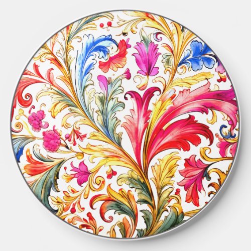 Fancy Florentine Design Watercolor Leaves Wireless Charger