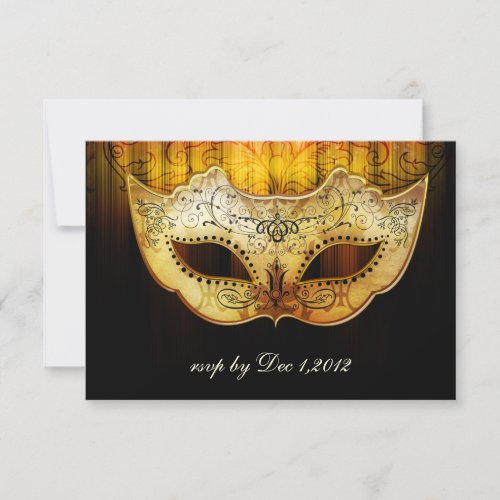 Fancy Flourish Gold Masquerade Wedding Invite