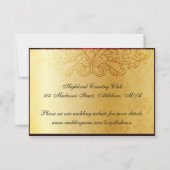 Fancy Flourish Gold Plum Masquerade Reception Card (Back)