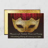 Fancy Flourish Gold Plum Masquerade Reception Card (Front/Back)