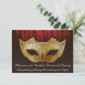 Fancy Flourish Gold Plum Masquerade Reception Card (Standing Front)