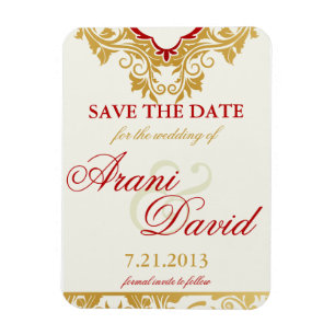 Fancy Flourishes Golden Save the Date Magnets
