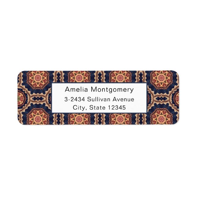 Fancy Flower and Star Shapes Pattern - Address Label (Front)