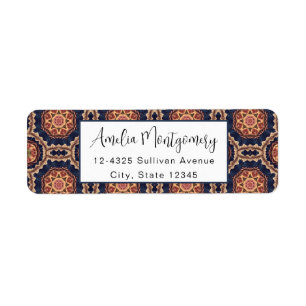 Fancy Flower and Star Shapes Pattern - Address Label