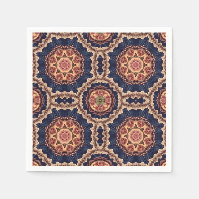 Fancy Flower and Star Shapes Pattern Napkins (Front)