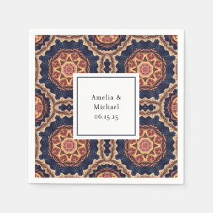 Fancy Flower and Star Shapes Pattern Wedding Napkins