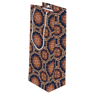 Fancy Flower and Star Shapes Pattern Wine Gift Bag