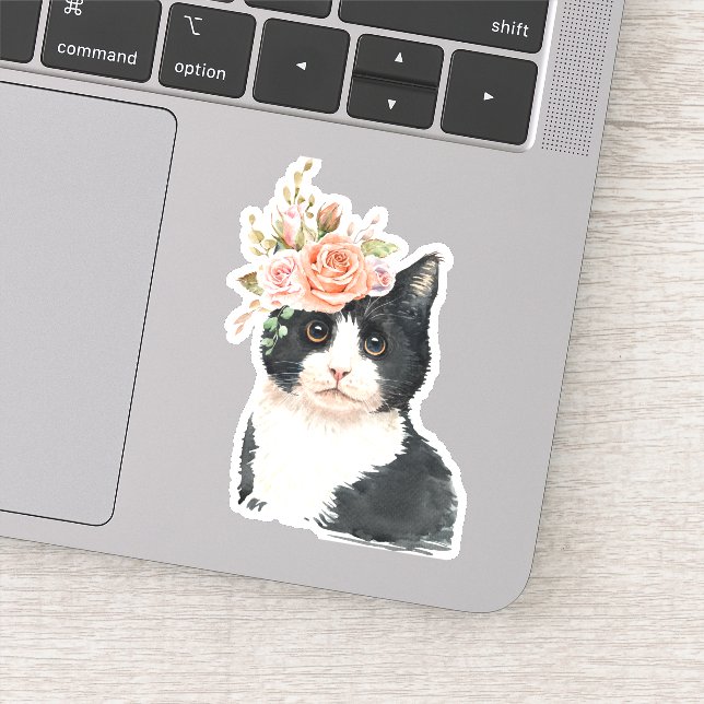 Fancy Flower Cat Sticker (Detail)