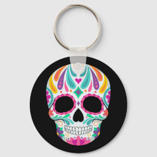 Fancy Flowered Sugar Skull Keychain