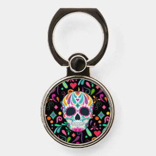 Fancy Flowered Sugar Skull Phone Ring Stand