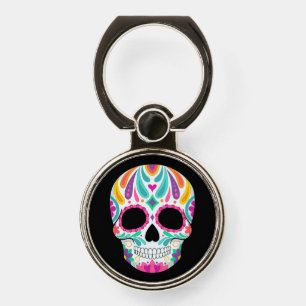 Fancy Flowered Sugar Skull Phone Ring Stand