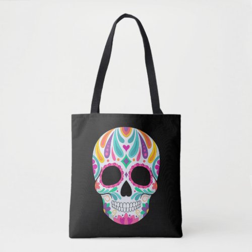 Fancy Flowered Sugar Skull Tote Bag