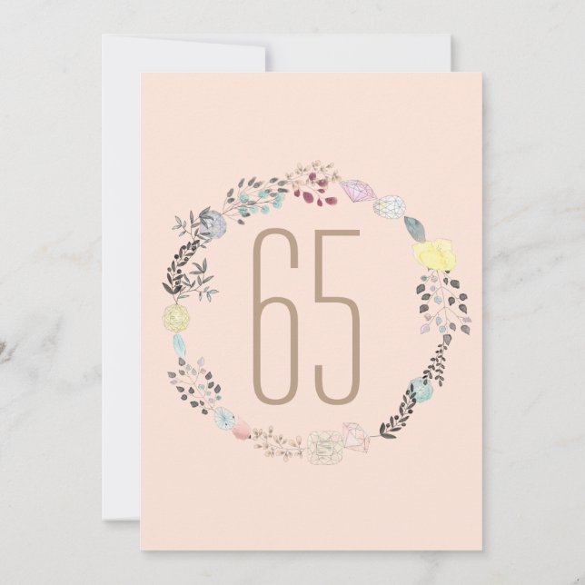 Fancy Flowers and Diamonds 65th Birthday Invitation (Back)