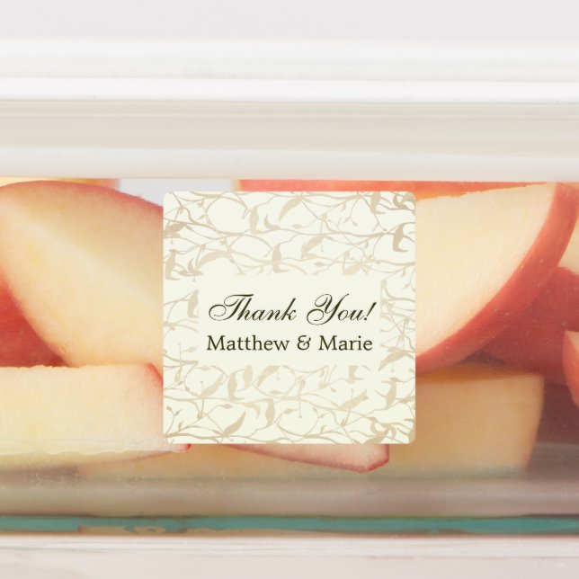 Fancy Foliage  Pattern Thank You Labels (Affixed)