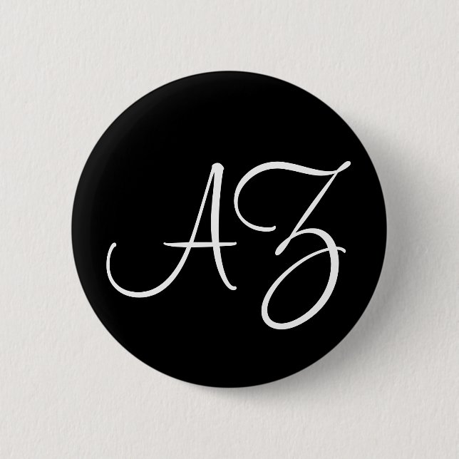 Fancy Font: Black and White Button (Front)