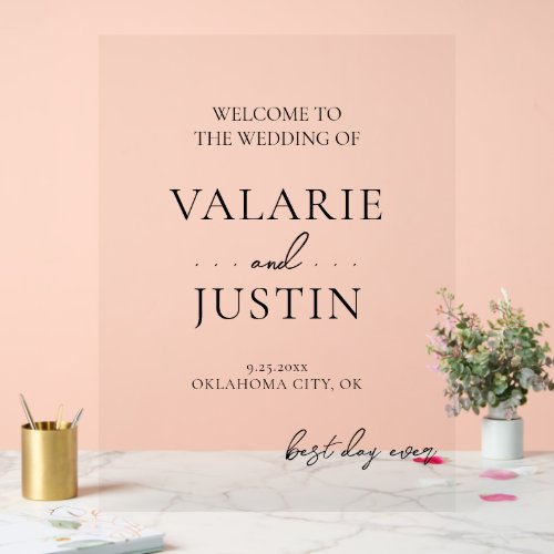 Fancy Font Clear  Welcome Wedding Acrylic Sign