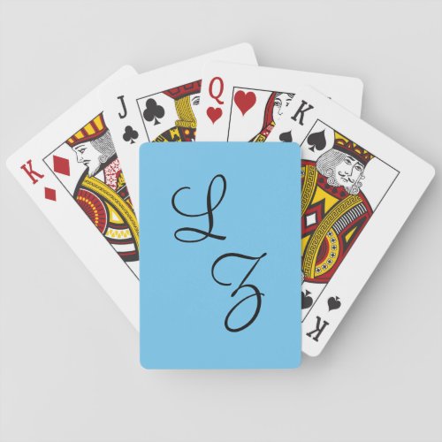 Fancy Font Light Blue and Black Poker Cards