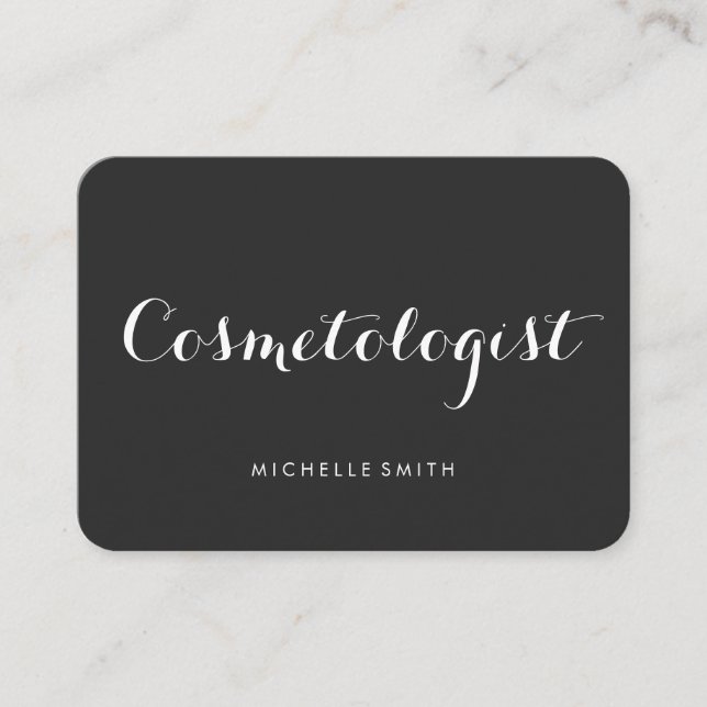 Fancy Font Minimalist Dark Gray Business Card (Front)