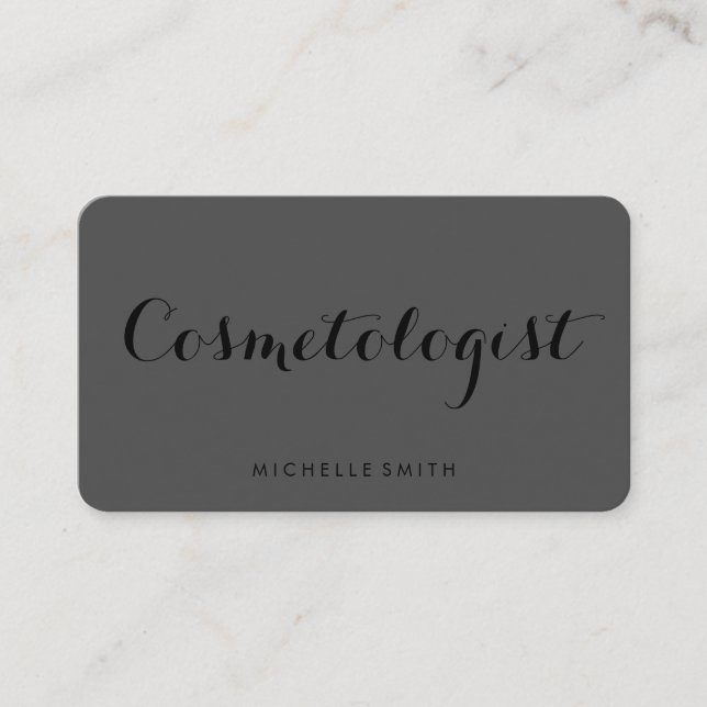 Fancy Font Minimalist Gray Black Business Card (Front)