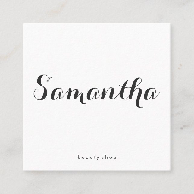Fancy Font Minimalist Square Business Card (Front)