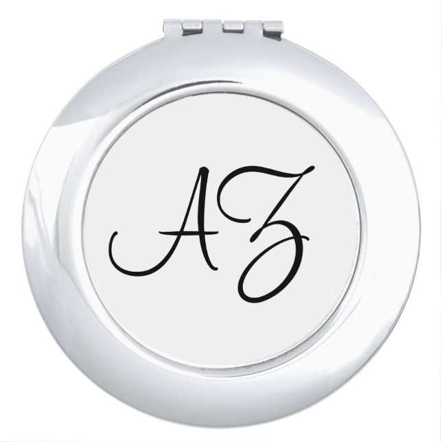 Fancy Font White and Black Compact Mirror (Front)