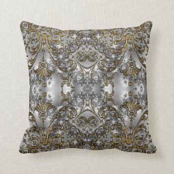 Fancy - Formal Carved Gold   Silver Throw Pillow by BridesToBe at Zazzle
