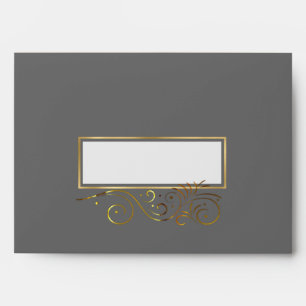 Fancy Formal Gray & Gold Invitation Envelope
