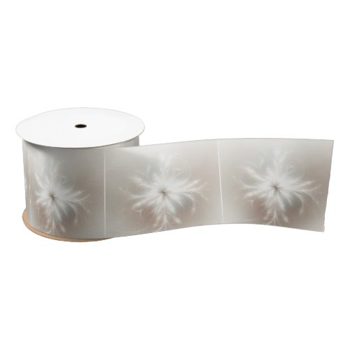 Fancy Fractal Snowflakes Satin Ribbon